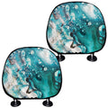Blue Ocean Acid Melt Print Car Headrest Covers