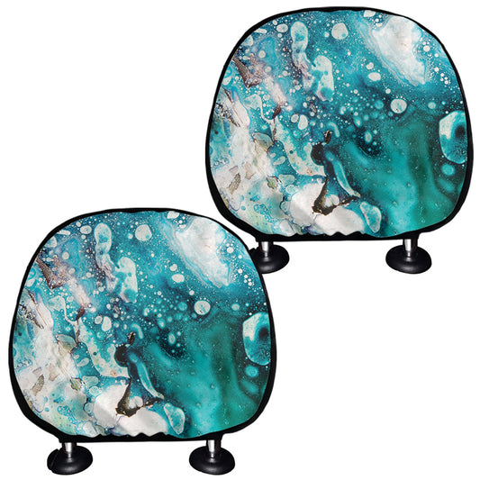 Blue Ocean Acid Melt Print Car Headrest Covers