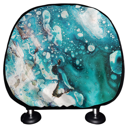 Blue Ocean Acid Melt Print Car Headrest Covers