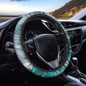 Blue Ocean Acid Melt Print Car Steering Wheel Cover