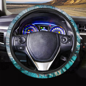 Blue Ocean Acid Melt Print Car Steering Wheel Cover