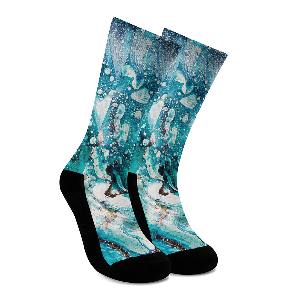 Blue Ocean Acid Melt Print Crew Socks