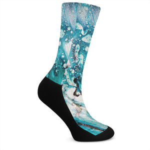 Blue Ocean Acid Melt Print Crew Socks