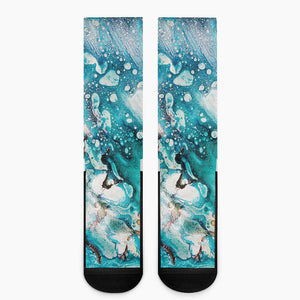 Blue Ocean Acid Melt Print Crew Socks