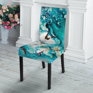 Blue Ocean Acid Melt Print Dining Chair Slipcover