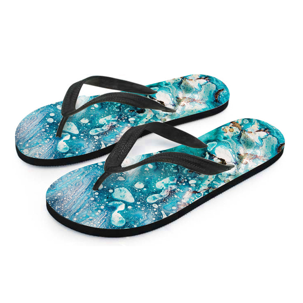 Blue Ocean Acid Melt Print Flip Flops