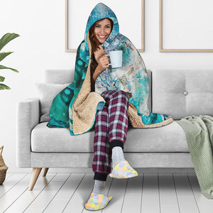 Blue Ocean Acid Melt Print Hooded Blanket