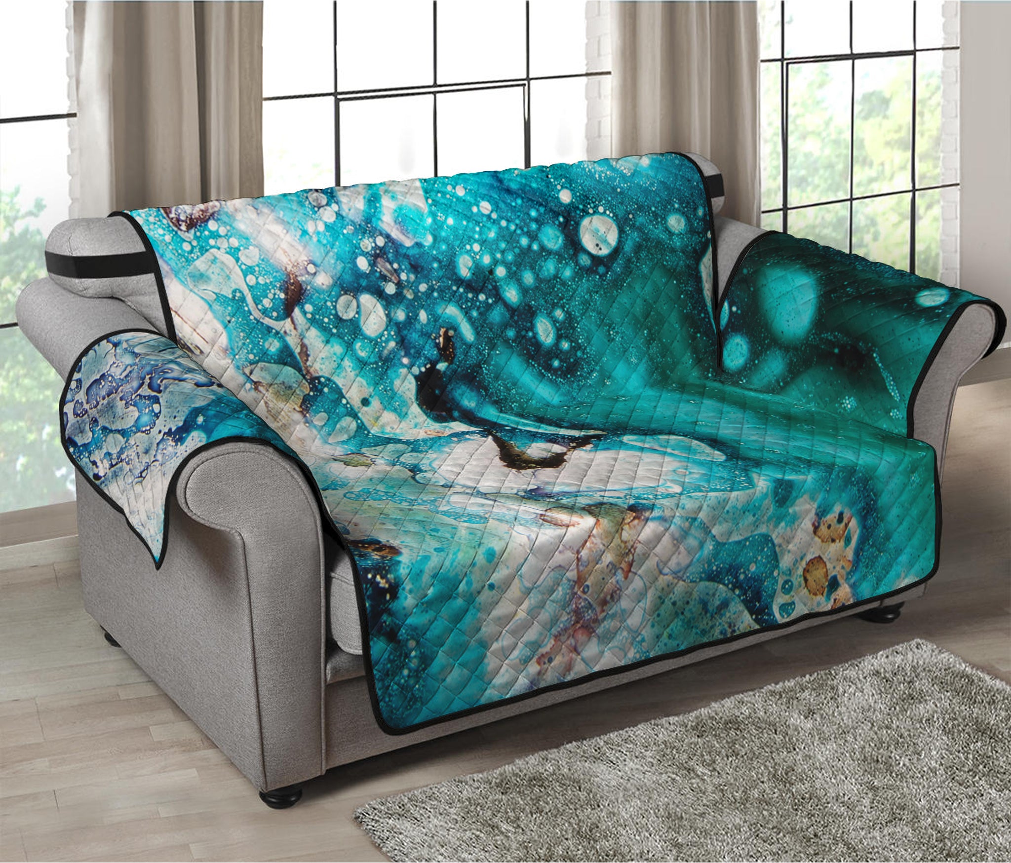 Blue Ocean Acid Melt Print Loveseat Protector