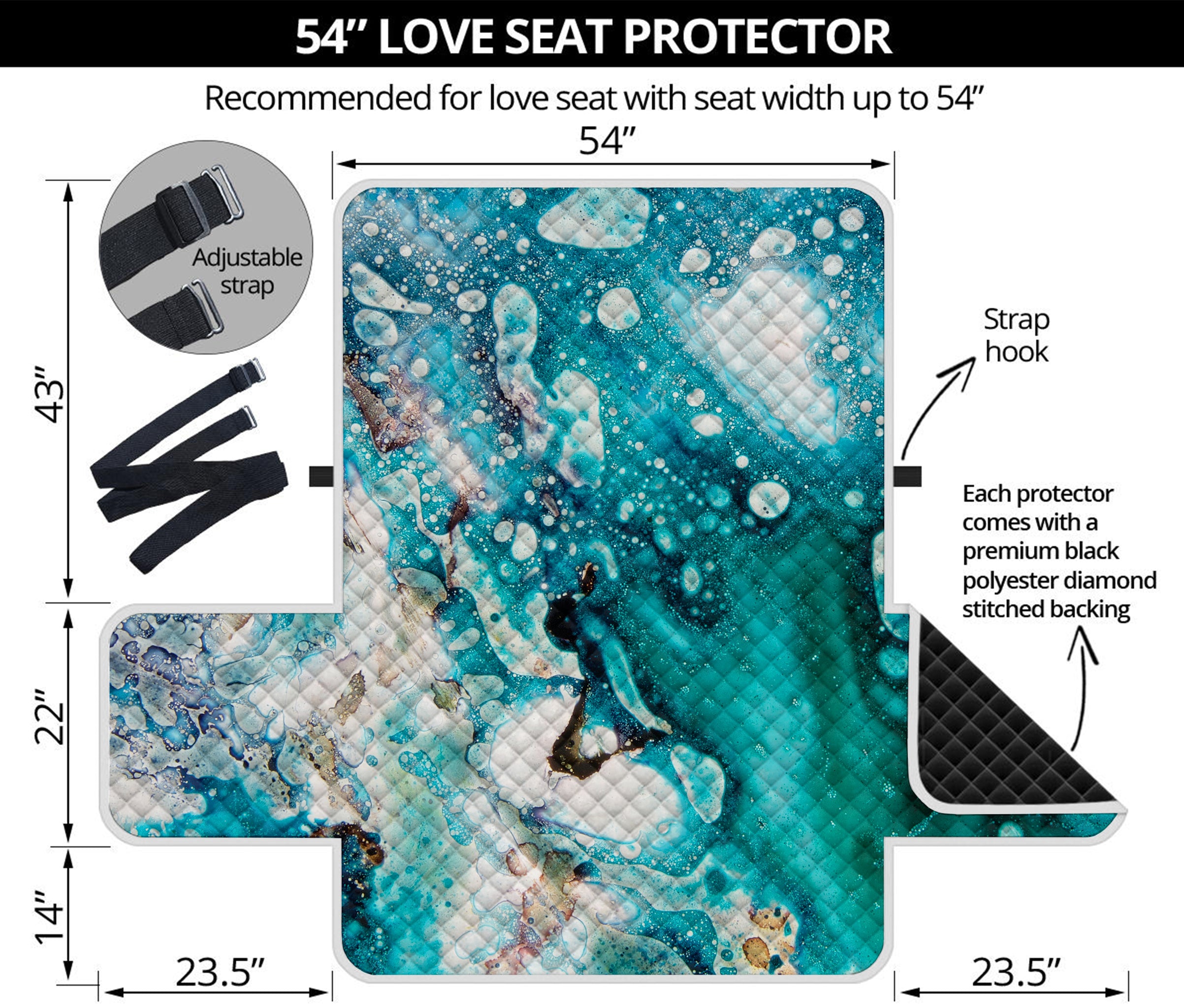 Blue Ocean Acid Melt Print Loveseat Protector