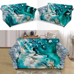 Blue Ocean Acid Melt Print Loveseat Slipcover