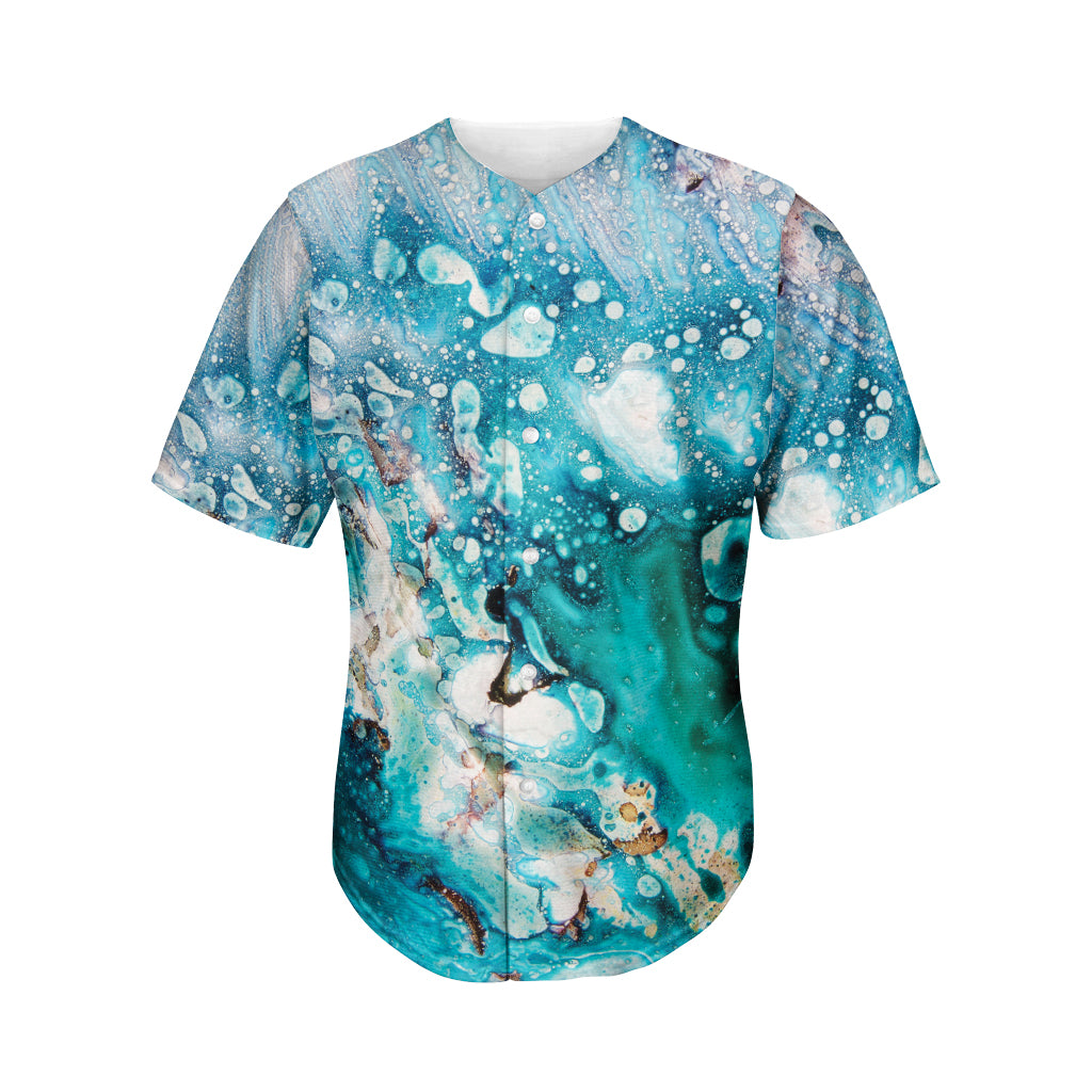 Blue Ocean Acid Melt Print Men's Baseball Jersey