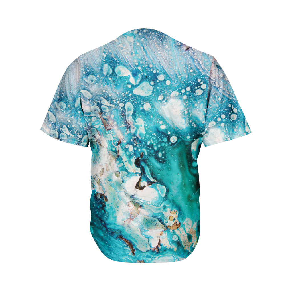 Blue Ocean Acid Melt Print Men's Baseball Jersey