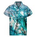 Blue Ocean Acid Melt Print Men's Short Sleeve Shirt