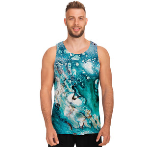 Blue Ocean Acid Melt Print Men's Tank Top