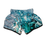 Blue Ocean Acid Melt Print Muay Thai Boxing Shorts