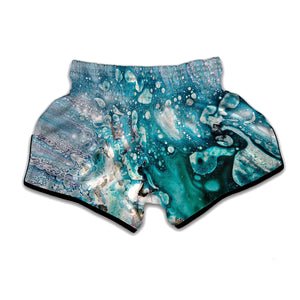 Blue Ocean Acid Melt Print Muay Thai Boxing Shorts