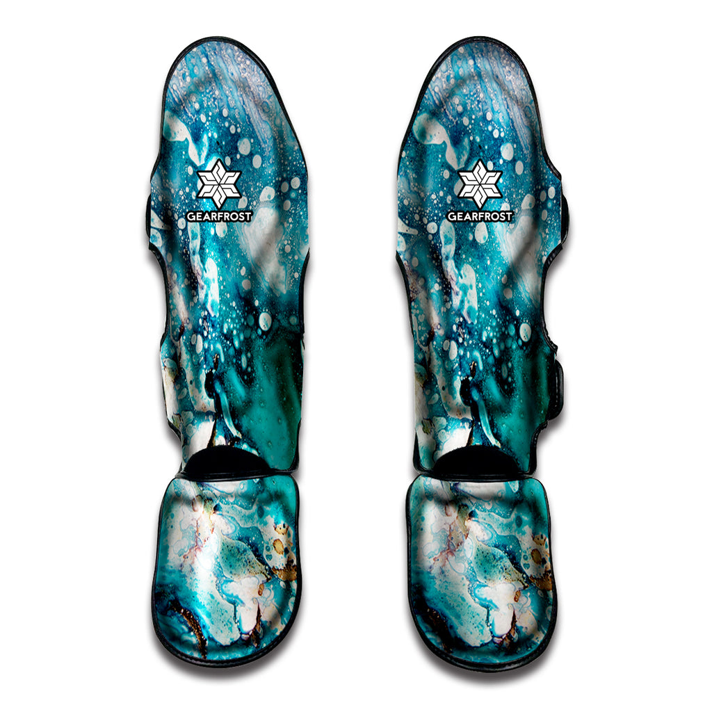 Blue Ocean Acid Melt Print Muay Thai Shin Guard