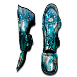 Blue Ocean Acid Melt Print Muay Thai Shin Guard