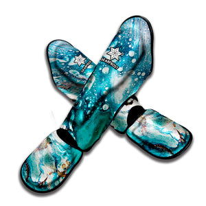 Blue Ocean Acid Melt Print Muay Thai Shin Guard