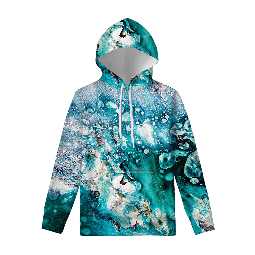 Blue Ocean Acid Melt Print Pullover Hoodie