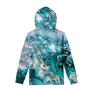 Blue Ocean Acid Melt Print Pullover Hoodie