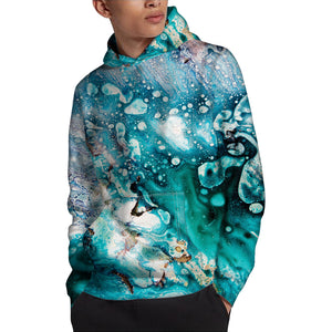 Blue Ocean Acid Melt Print Pullover Hoodie