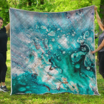 Blue Ocean Acid Melt Print Quilt