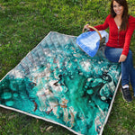 Blue Ocean Acid Melt Print Quilt