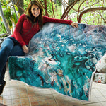 Blue Ocean Acid Melt Print Quilt