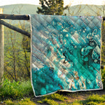 Blue Ocean Acid Melt Print Quilt