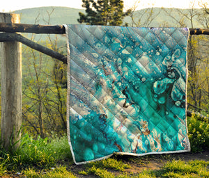 Blue Ocean Acid Melt Print Quilt