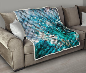 Blue Ocean Acid Melt Print Quilt