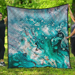 Blue Ocean Acid Melt Print Quilt