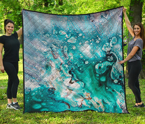 Blue Ocean Acid Melt Print Quilt