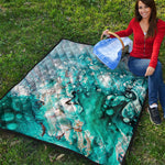 Blue Ocean Acid Melt Print Quilt