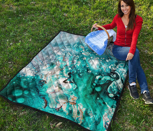 Blue Ocean Acid Melt Print Quilt