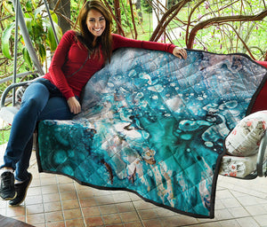 Blue Ocean Acid Melt Print Quilt