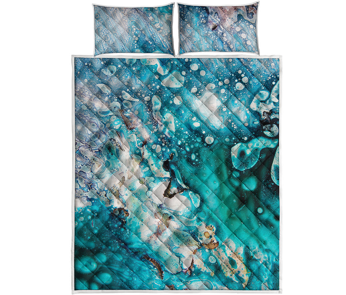 Blue Ocean Acid Melt Print Quilt Bed Set