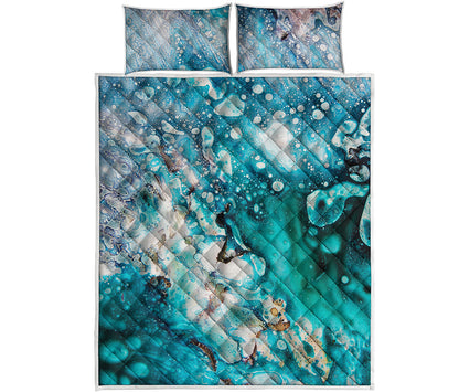 Blue Ocean Acid Melt Print Quilt Bed Set
