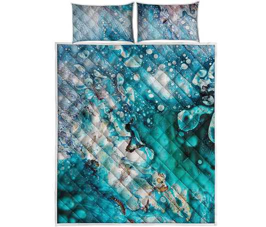 Blue Ocean Acid Melt Print Quilt Bed Set