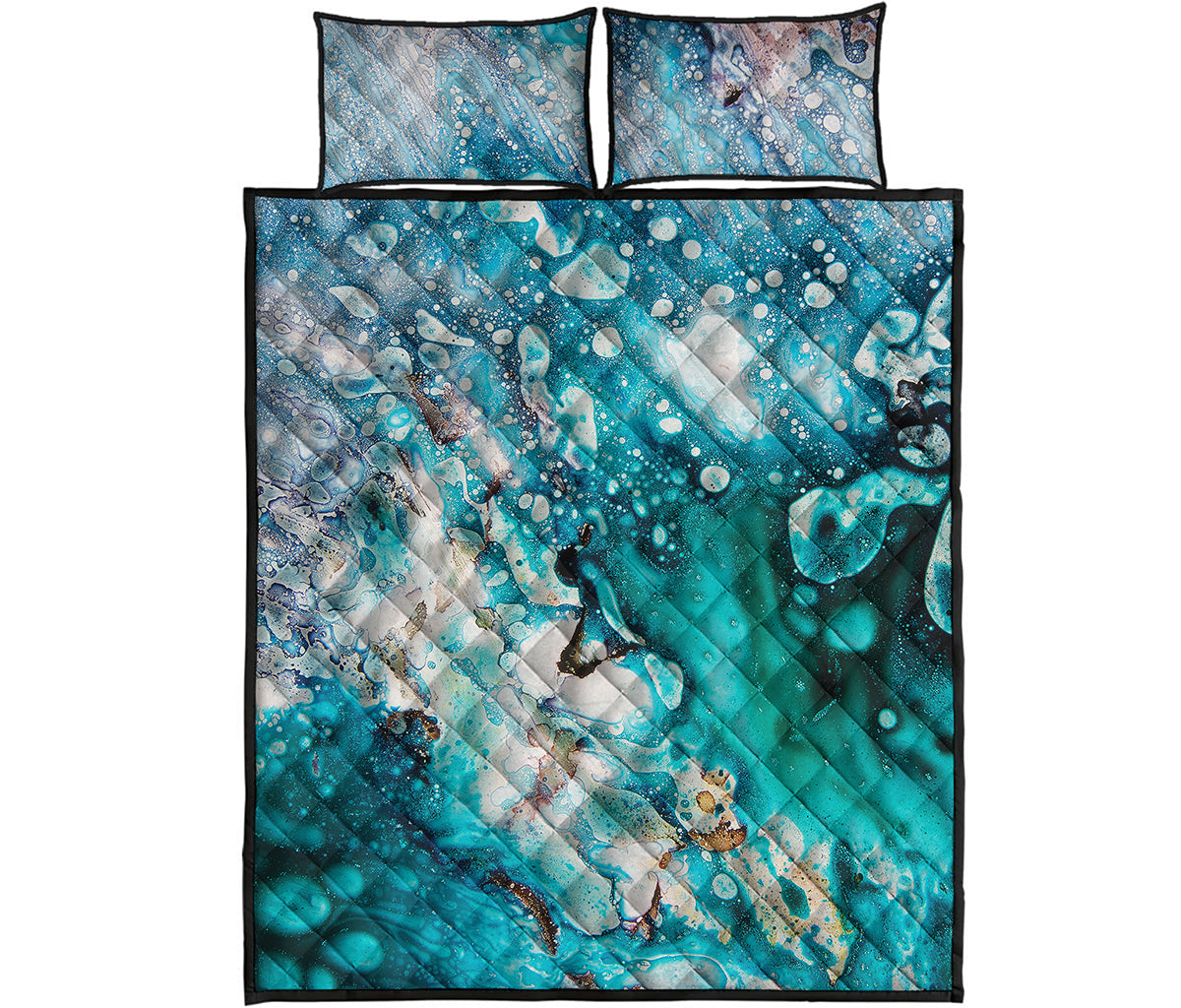 Blue Ocean Acid Melt Print Quilt Bed Set