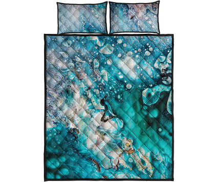 Blue Ocean Acid Melt Print Quilt Bed Set