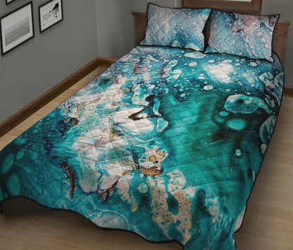 Blue Ocean Acid Melt Print Quilt Bed Set