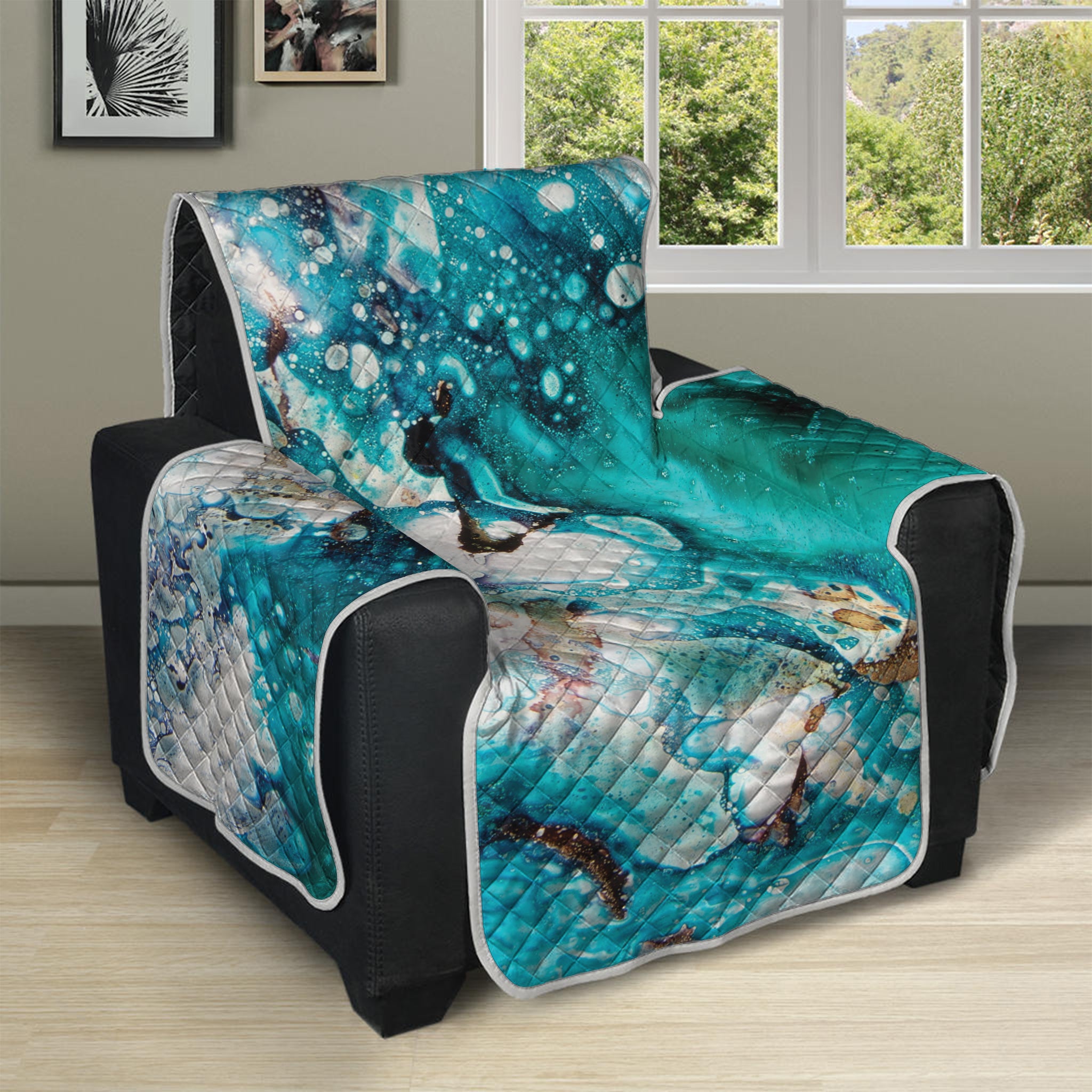 Blue Ocean Acid Melt Print Recliner Protector