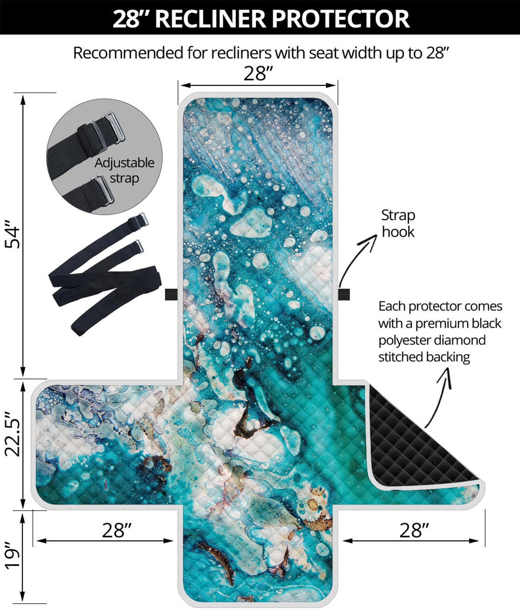 Blue Ocean Acid Melt Print Recliner Protector