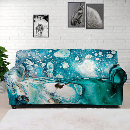Blue Ocean Acid Melt Print Sofa Cover