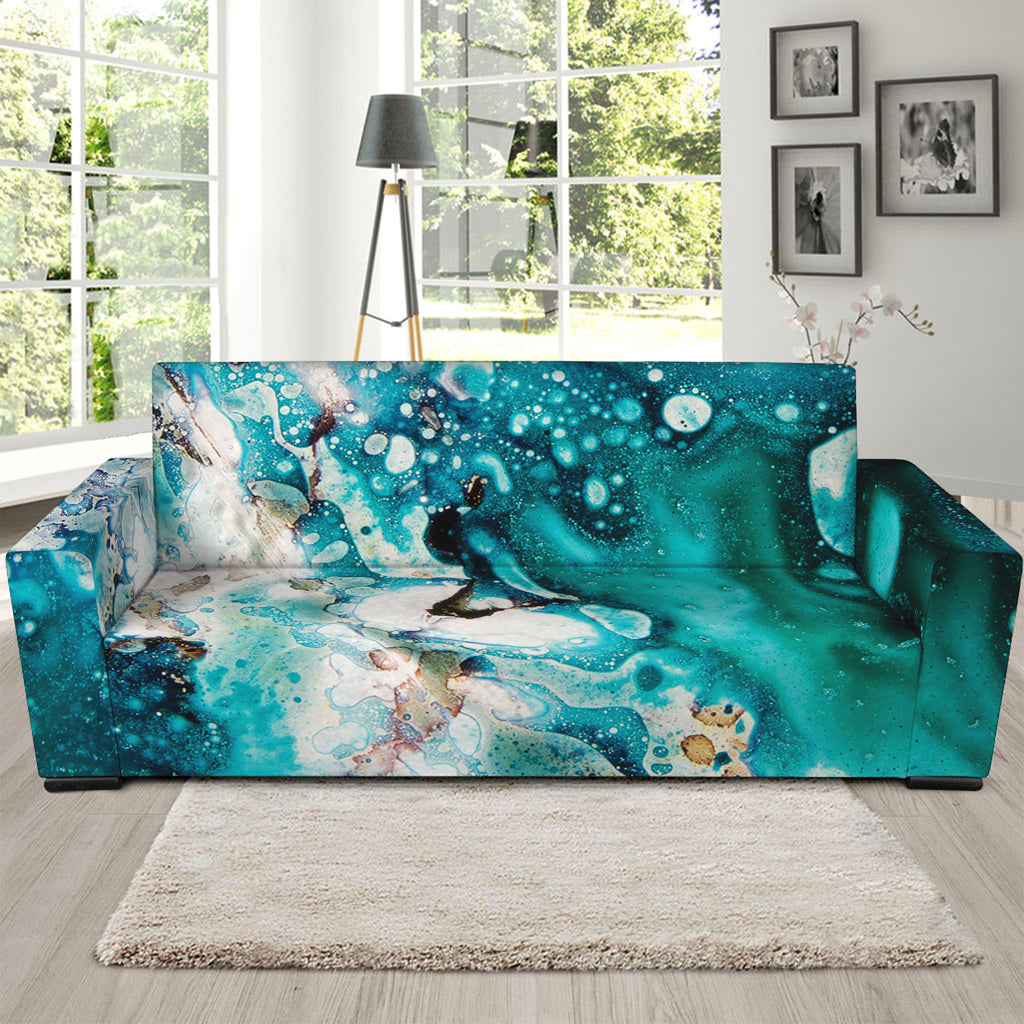 Blue Ocean Acid Melt Print Sofa Slipcover