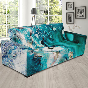 Blue Ocean Acid Melt Print Sofa Slipcover