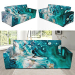 Blue Ocean Acid Melt Print Sofa Slipcover