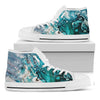 Blue Ocean Acid Melt Print White High Top Shoes